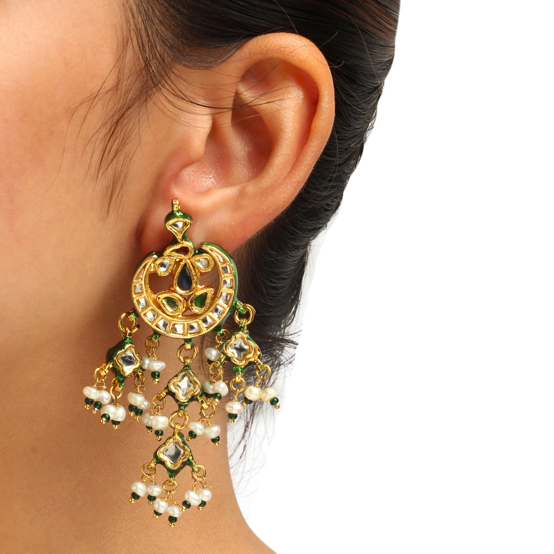 Mayur Polki and Pearl Earrings