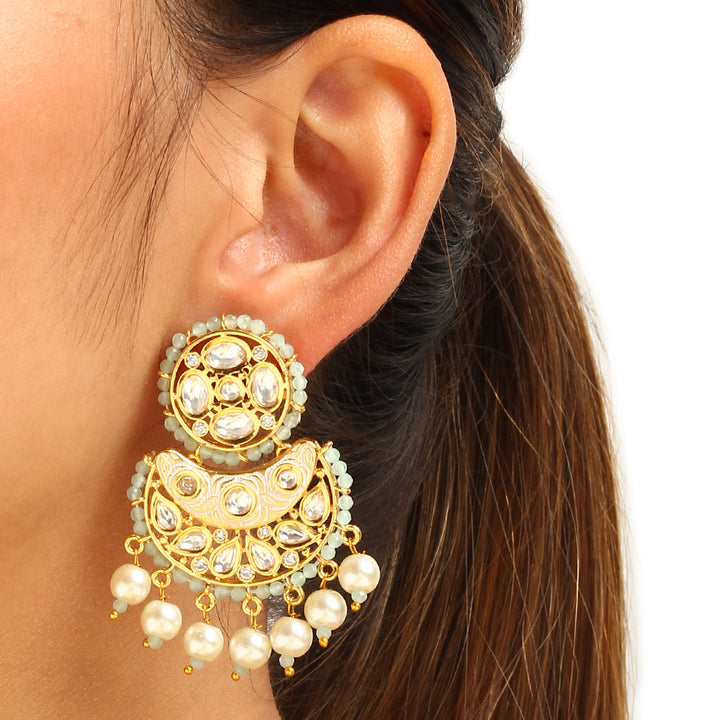 Nriti Pearl and Polki Earrings