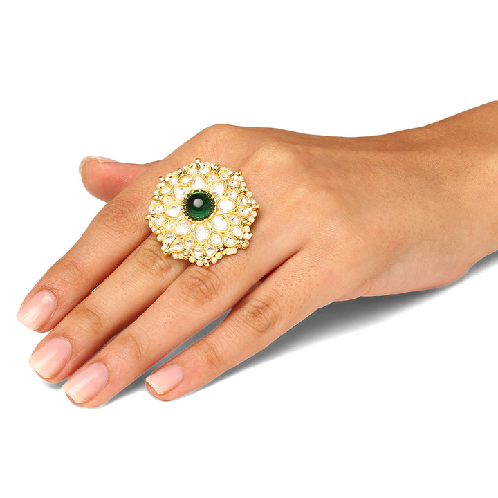 House of MISU in Aniya Emerald Polki Ring