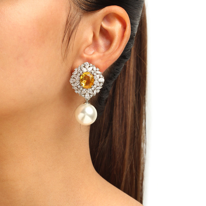 Eileen Diamond Pearl Earrings