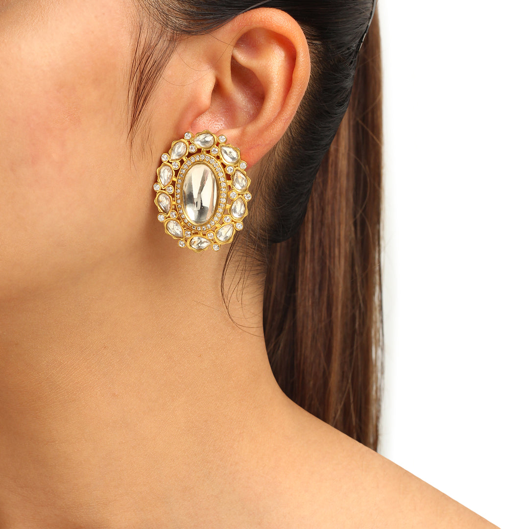 Alma Oval Polki Studs