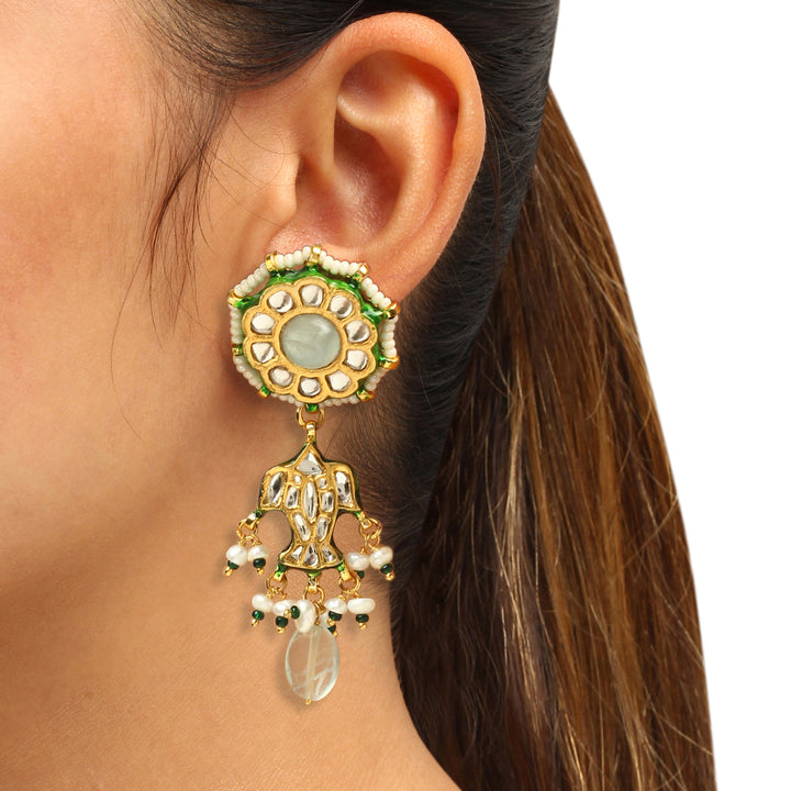 Aapra Pearl and Polki Earrings