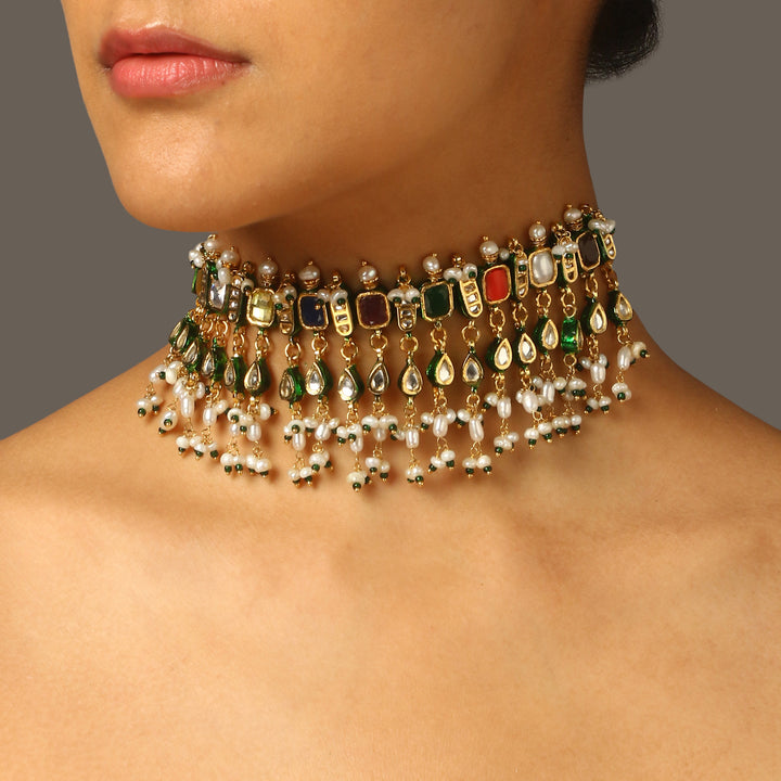 Meher Taluja in Gamini Navratan Choker Set