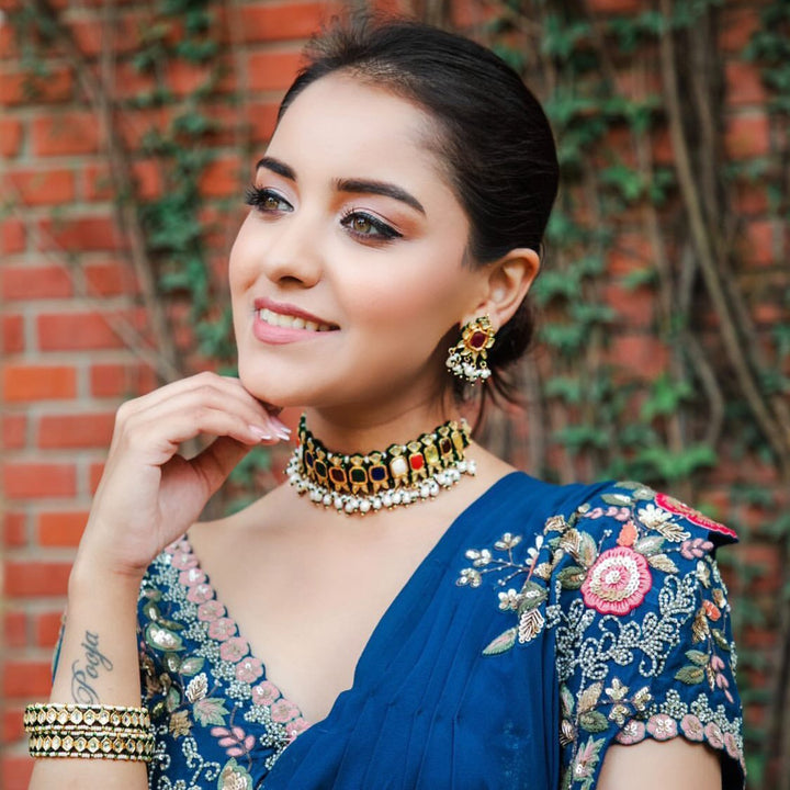 Shivani Girdhar in Khushi Navratan Choker Set