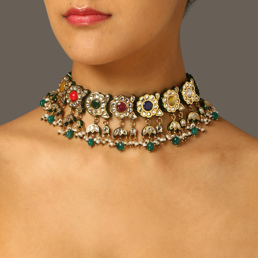 Juhi Godambe in Bhuvika Navratan Choker Set