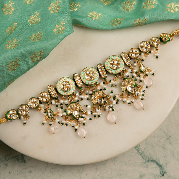 Zunaira Mint Green Meenakari Choker Set