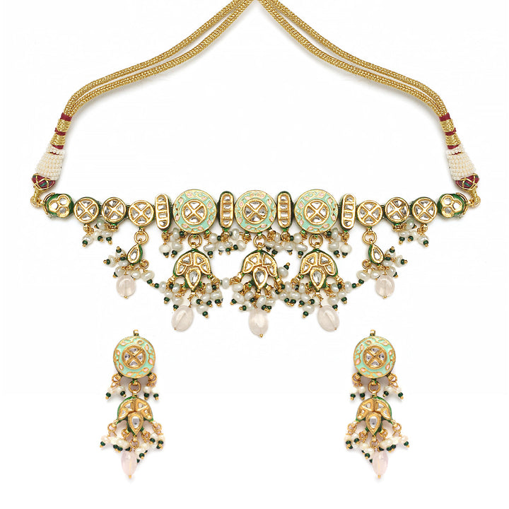 Zunaira Mint Green Meenakari Choker Set