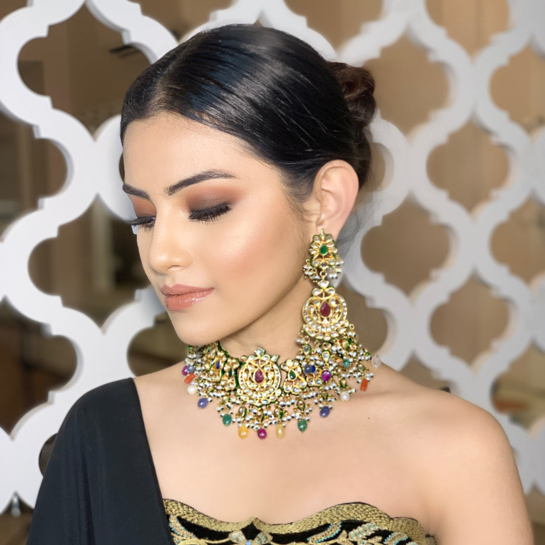 Kritika Khurana in Ikshita Navratan Necklace Set