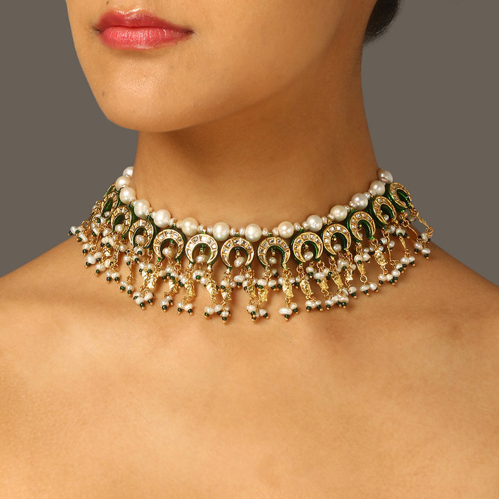 Rabhya Polki and Pearl Necklace Set