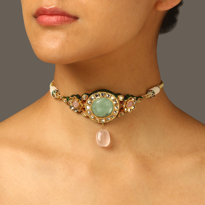 Fariya Fluorite and Rose Quartz Choker Set