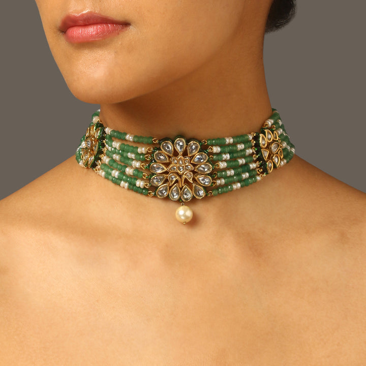 Hina Green Polki Choker Set