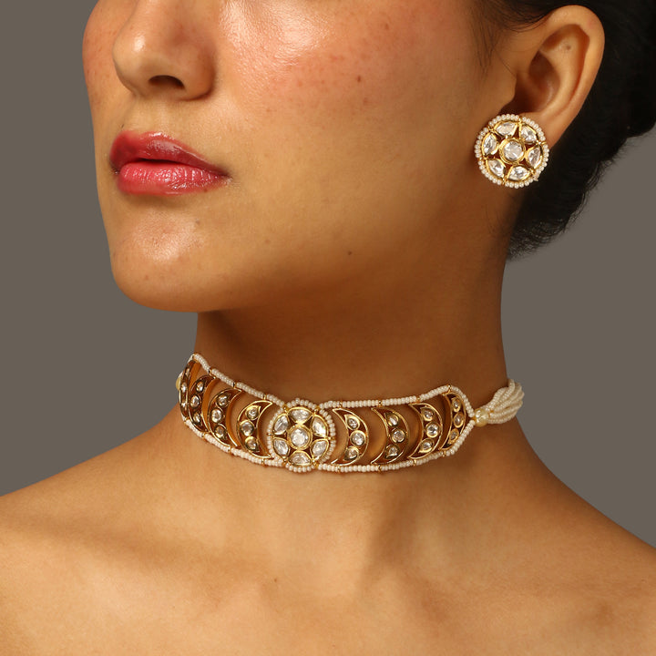 Rewa Pearl and Polki Choker Set