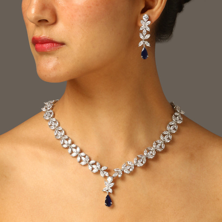 Davina Blue Diamond Necklace Set