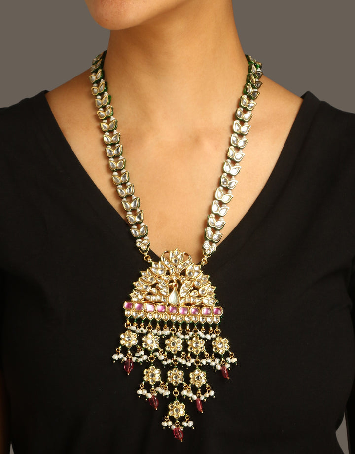 House of MISU in Gazal Ruby Polki Necklace Set