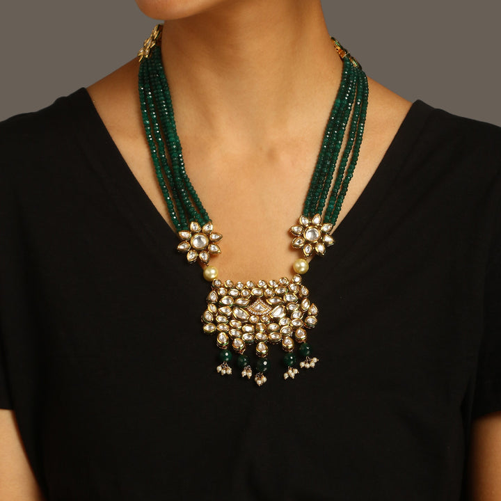 Taral Emerald Polki Necklace Set