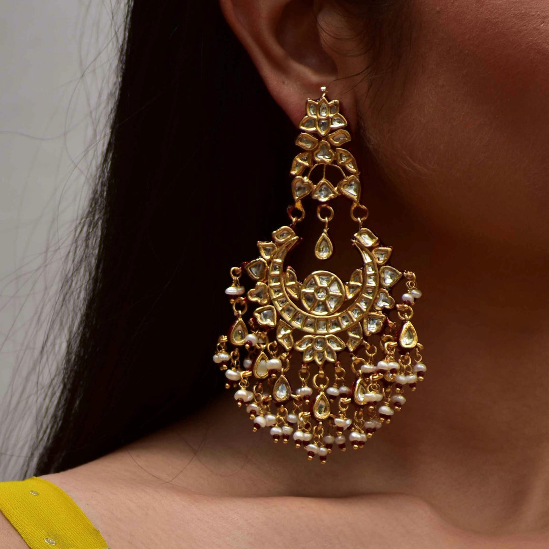 Shivani Girdhar in Aarohi Polki and Pearl Earrings