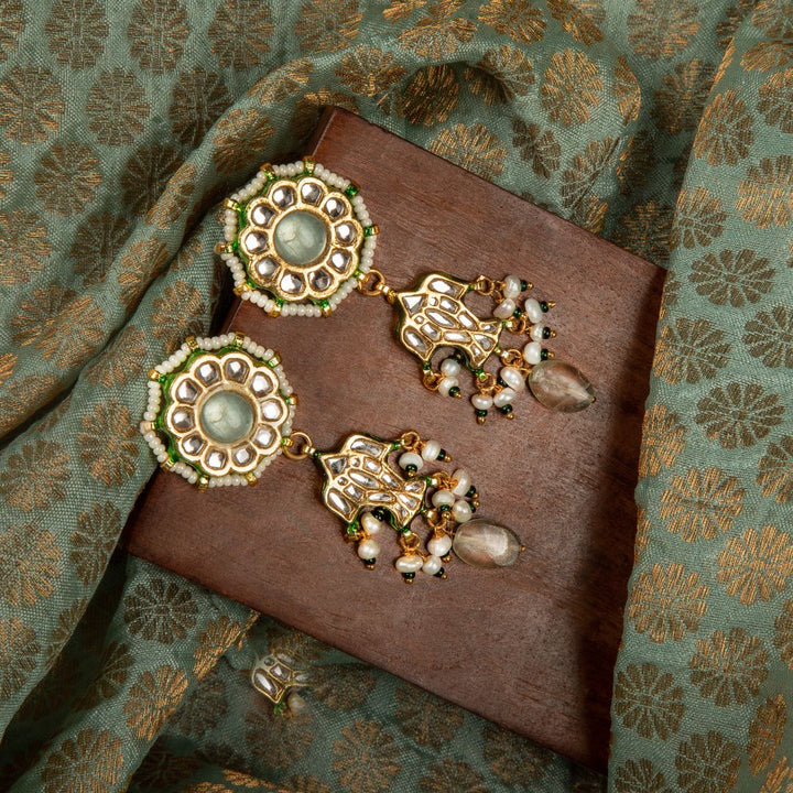 Aapra Pearl and Polki Earrings