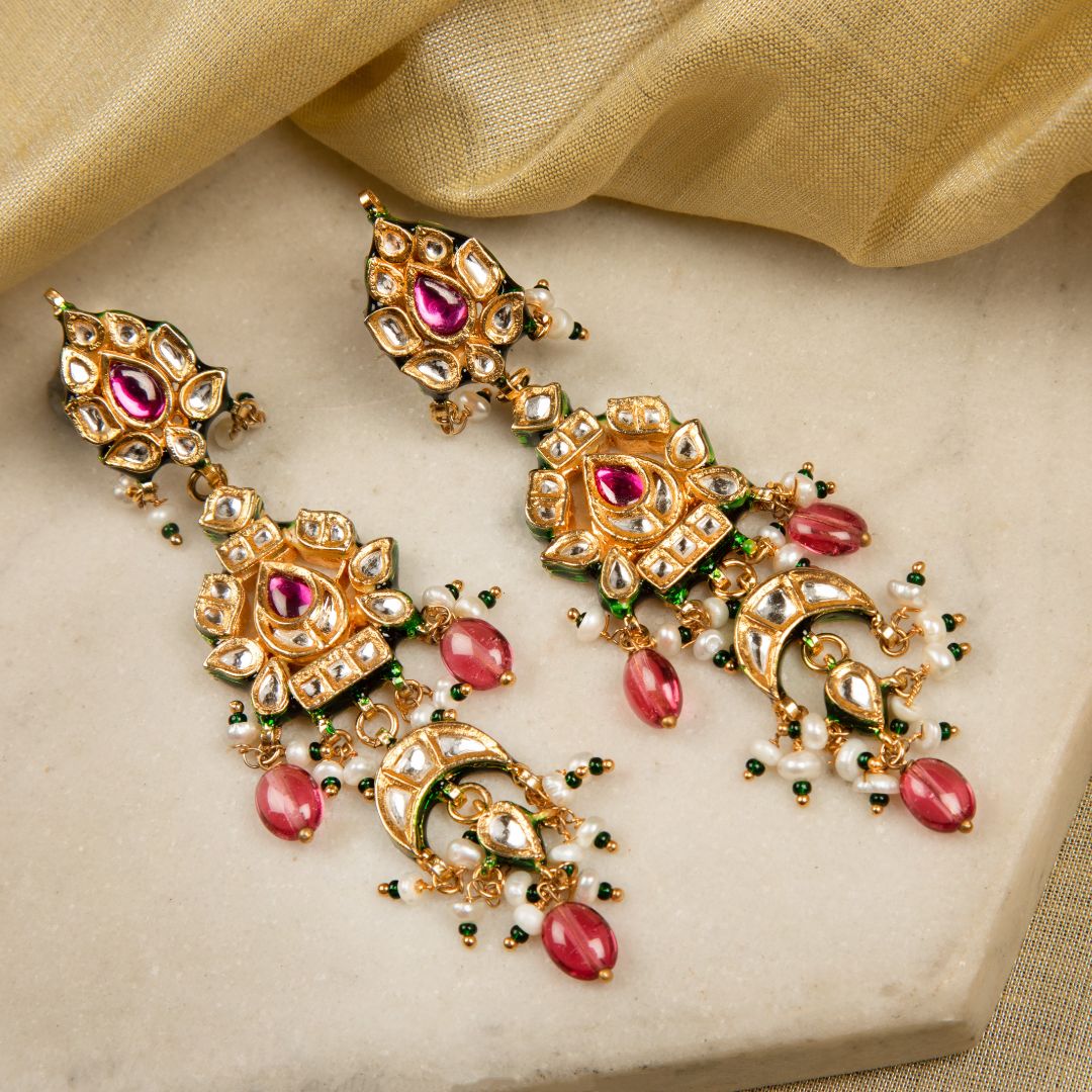 Gul Ruby Pearl and Polki Necklace Set