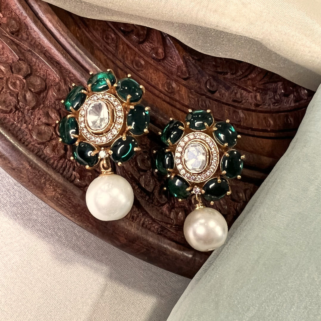 Saara Polki and Pearl Studs