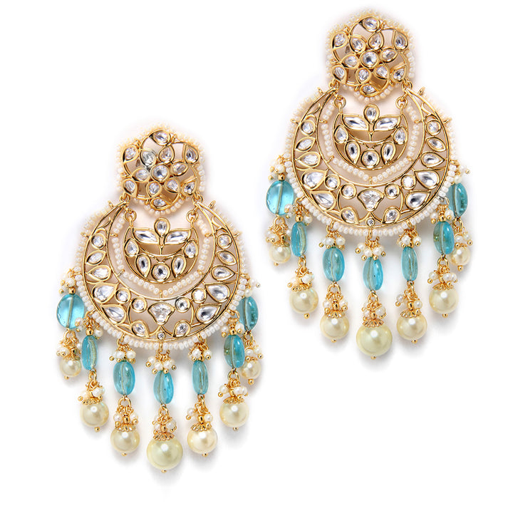 Amelia Turquoise Blue Polki Chandbali