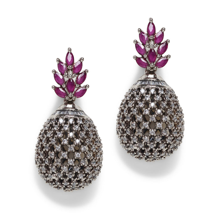 Runa Ruby Oxidised Diamond Earrings