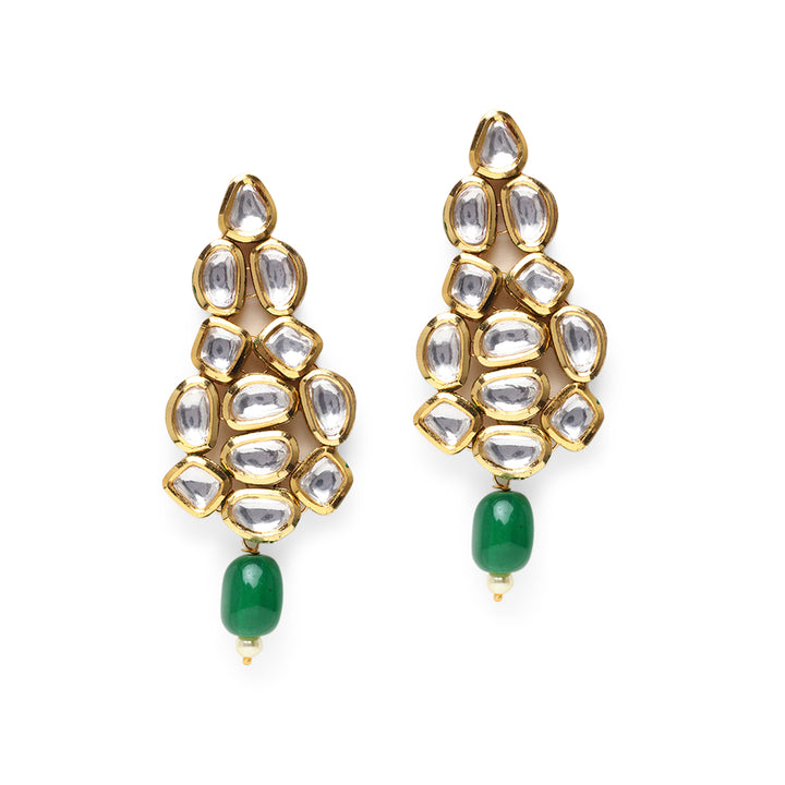 Eliza Kundan Green Earrings