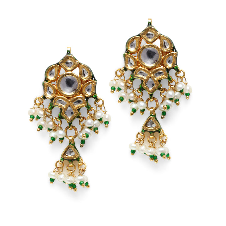 Hemani Polki and Pearl Earrings