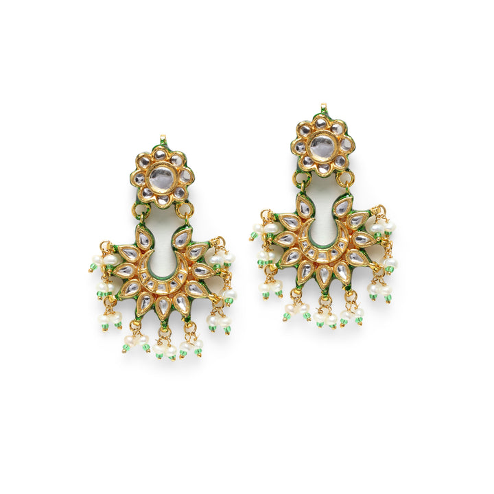 Saroja Polki and Pearl Earrings