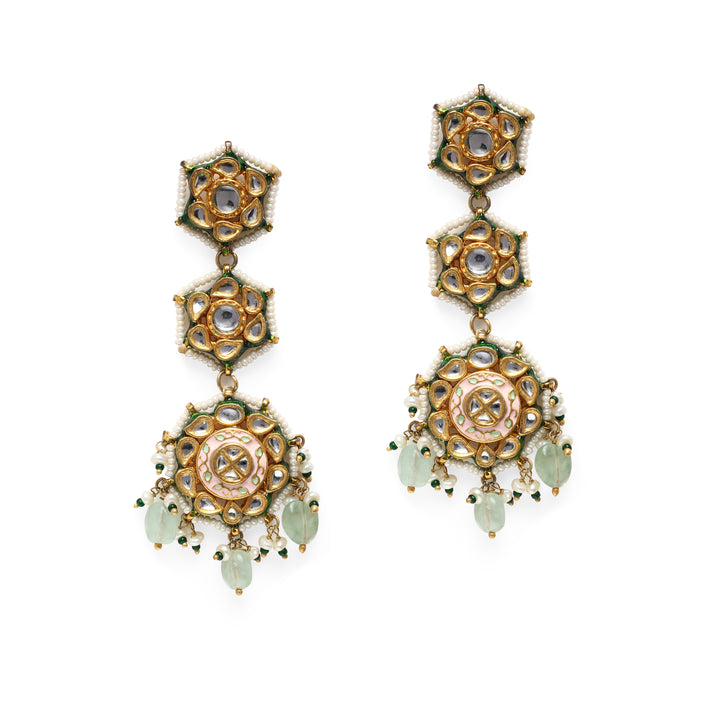 Suhani Fluorite and Pink Meenakari Earrings