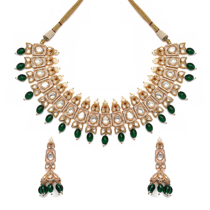 Bijul Green Polki Necklace Set