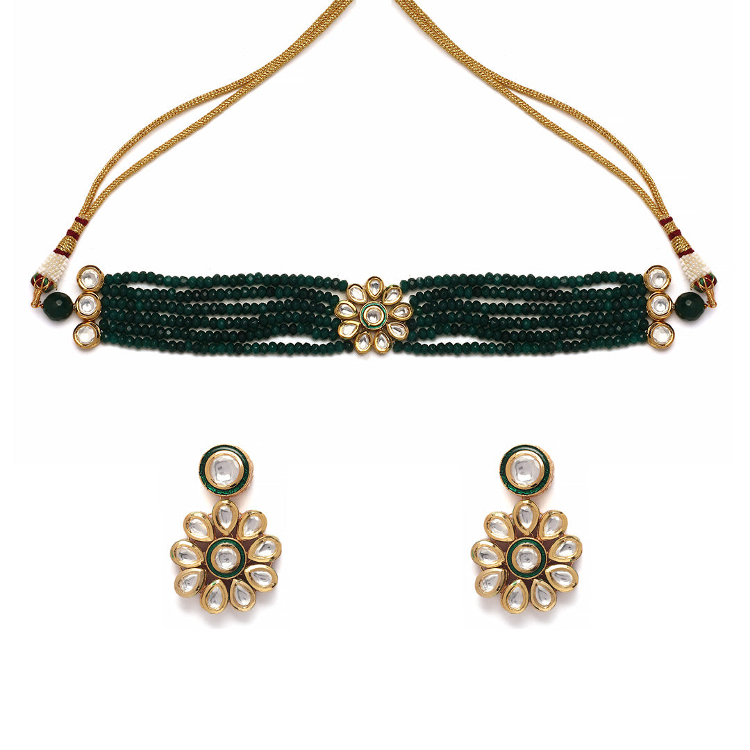 Tanavi Emerald Polki Choker Set