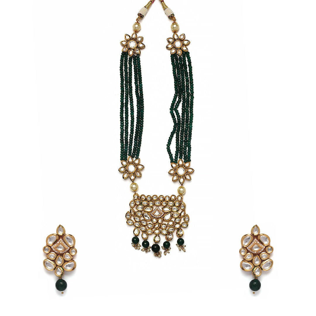 Taral Emerald Polki Necklace Set