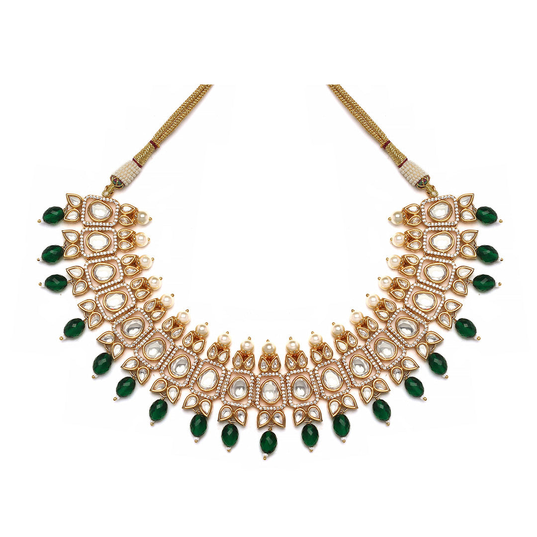 Bijul Green Polki Necklace Set