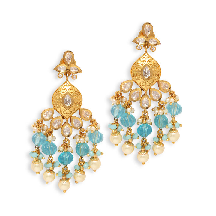 Neera Turquoise Polki Earrings