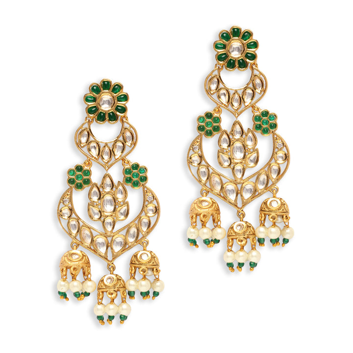 Dhriti Green Polki Earrings