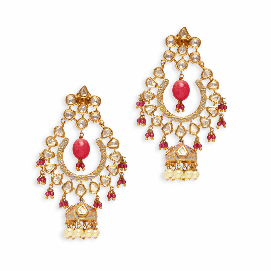 Naveena Polki and Ruby Earrings