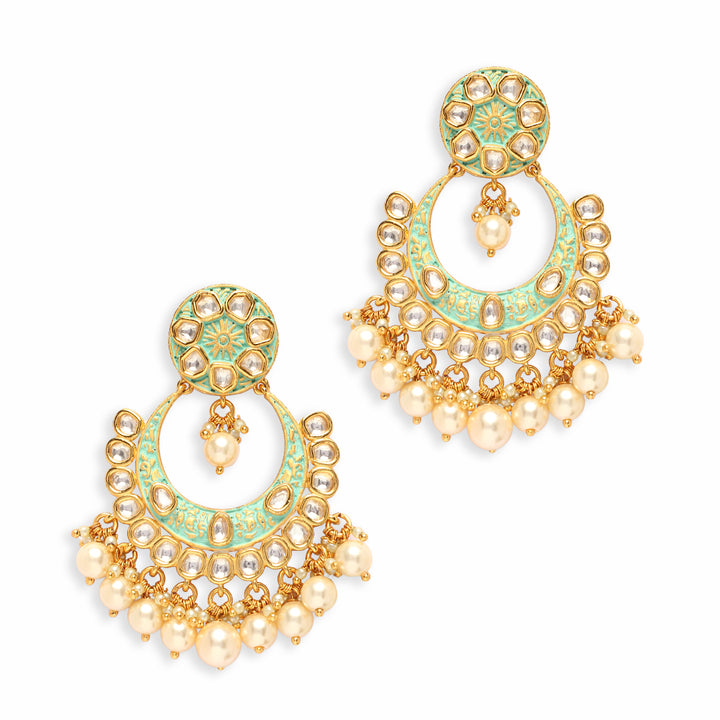 Neshika Mint Green Enamel Chandbali