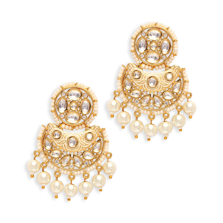 Nriti Pearl and Polki Earrings