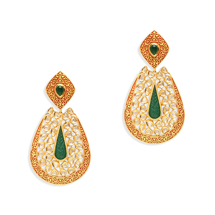 Waniya Green and Rust Enamel Earrings