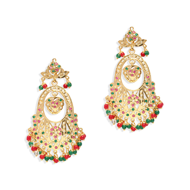 Kanishka Green and Red Jadau Earrings