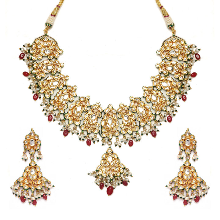 Aabha Polki and Ruby Necklace Set