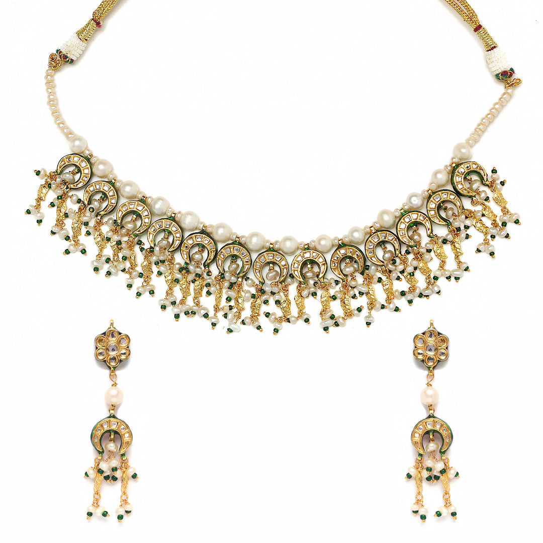 Rabhya Polki and Pearl Necklace Set