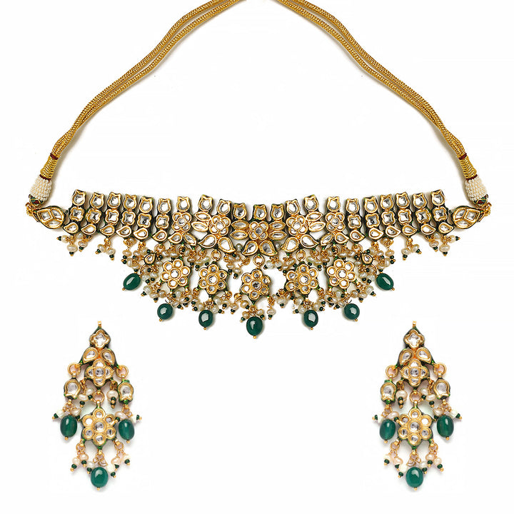 Sadika Emerald Polki Choker Set