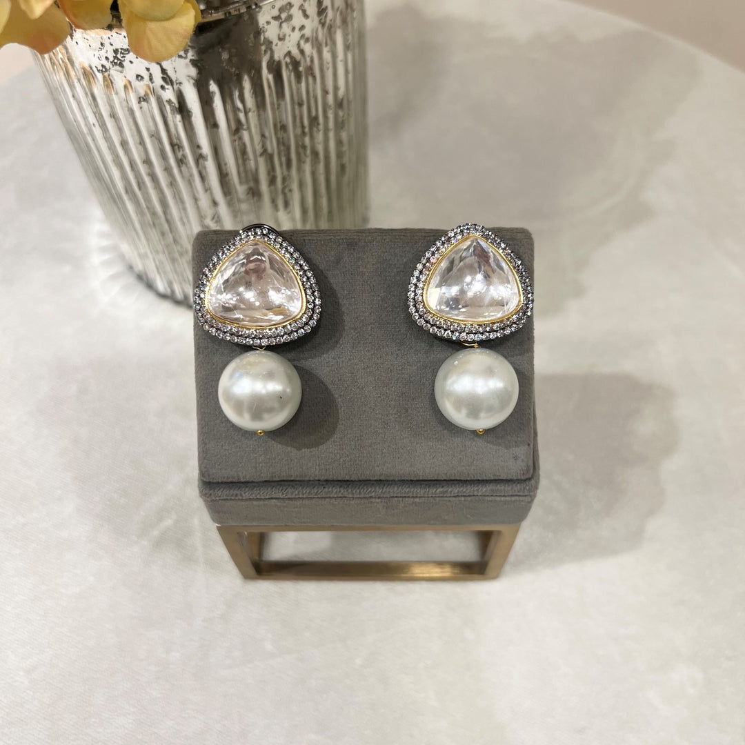 Leasha Victorian Polki and Pearl Studs