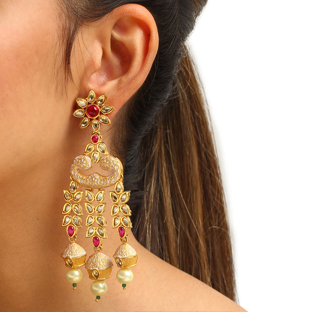 Drishya Pink Enamel Earrings