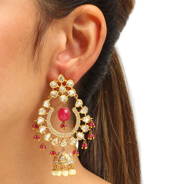 Naveena Polki and Ruby Earrings