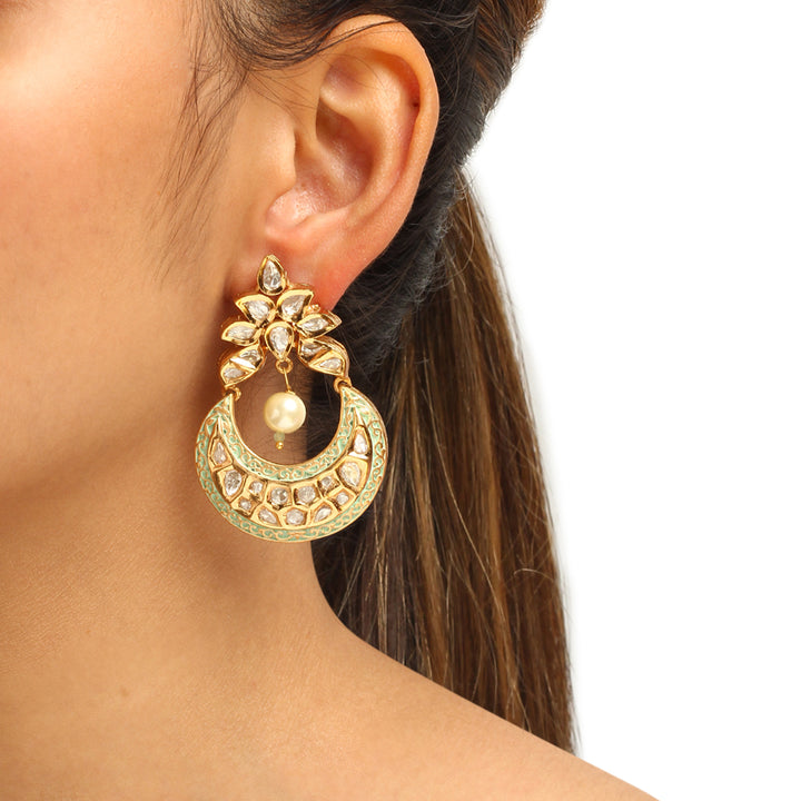 Dipali Enamel Polki Earrings