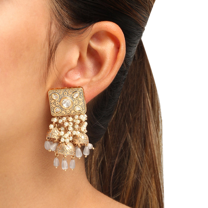 Anokhi Grey Enamel Earrings