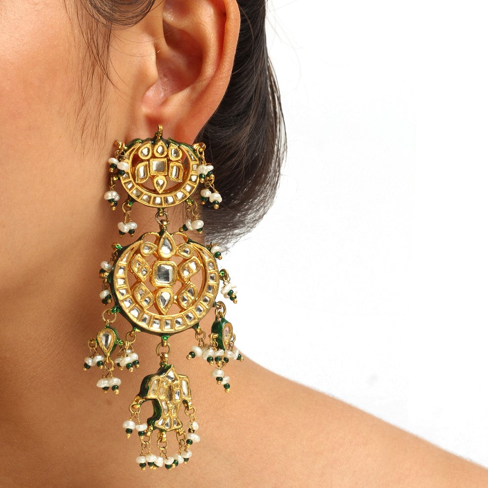 Bhavya Pearl and Polki Earrings