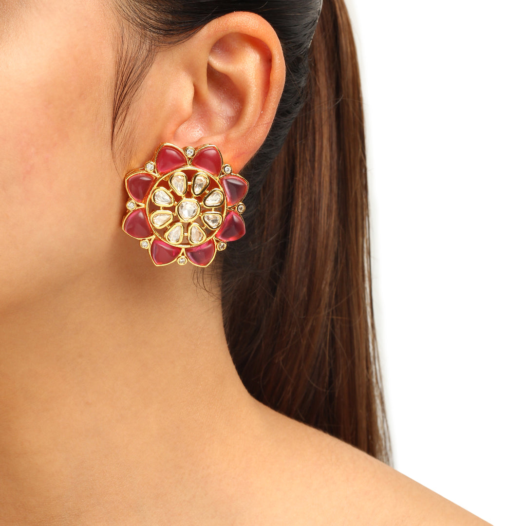 Aarya Ruby Polki Studs